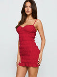 Agent Of Love Shirred Mini Dress Red