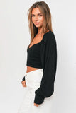 Sasha Black Long Sleeve Crop Top