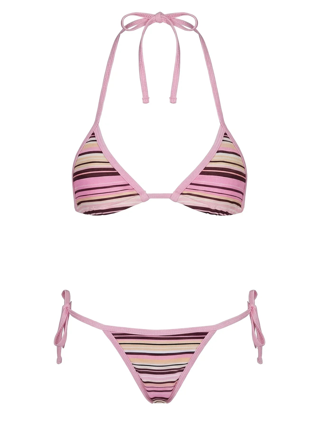 Beasley Tie Side Bikini Bottoms Pink Yellow Stripe