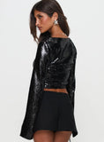 Zenobia Long Sleeve Sequin Top Black