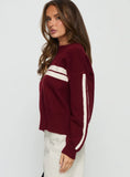 Catherin Crew Neck Knit Sweater Red White