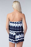 Seaside Navy Tie Dye Strapless Romper
