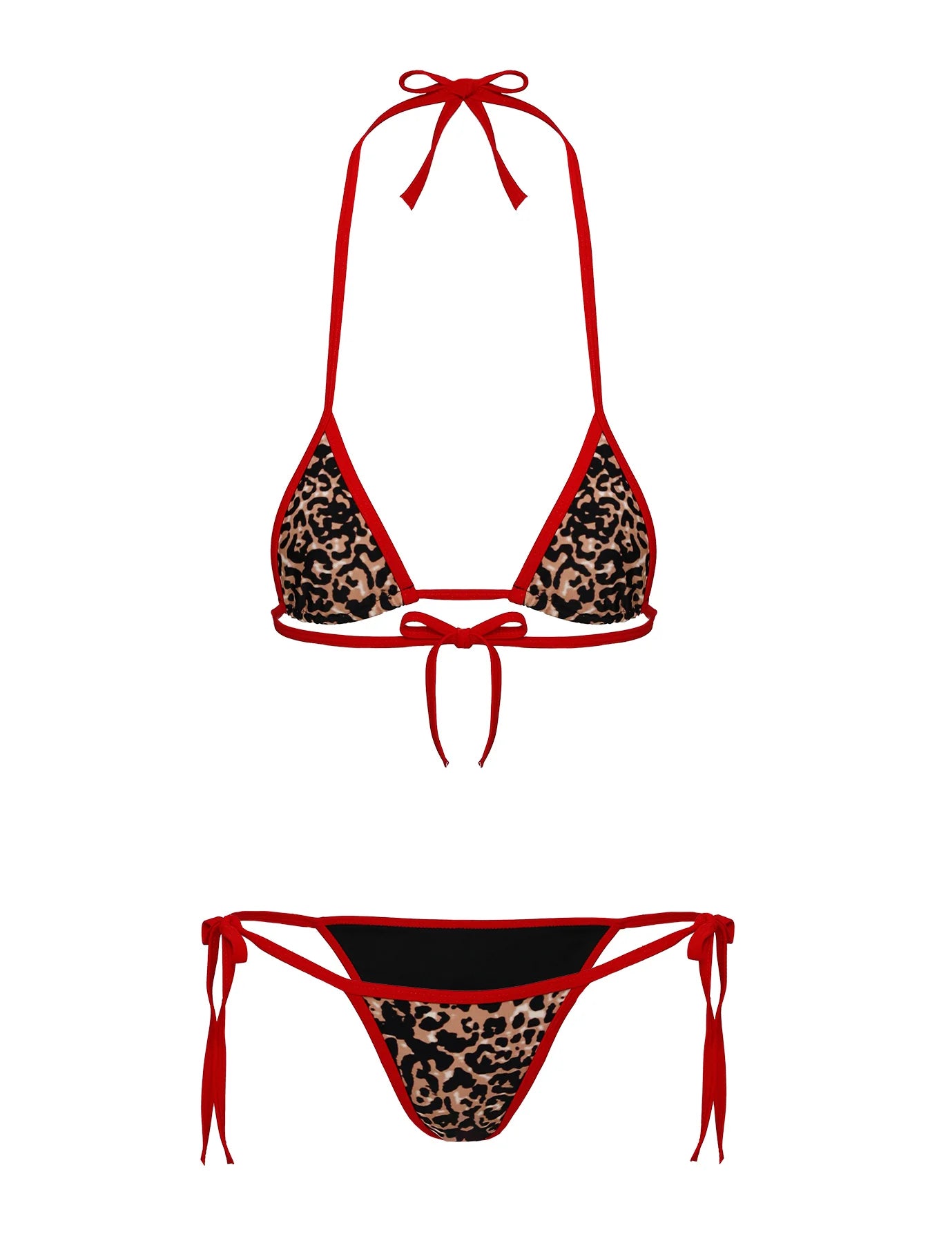 Beasley Tie Side Bikini Bottoms Red Leopard