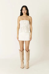 Genevieve White Peplum Tube Top