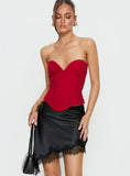 Idette Lace Asymmetrical Mini Skirt Black