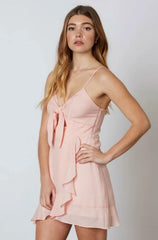 Tessa Blush Tie Front Mini Dress