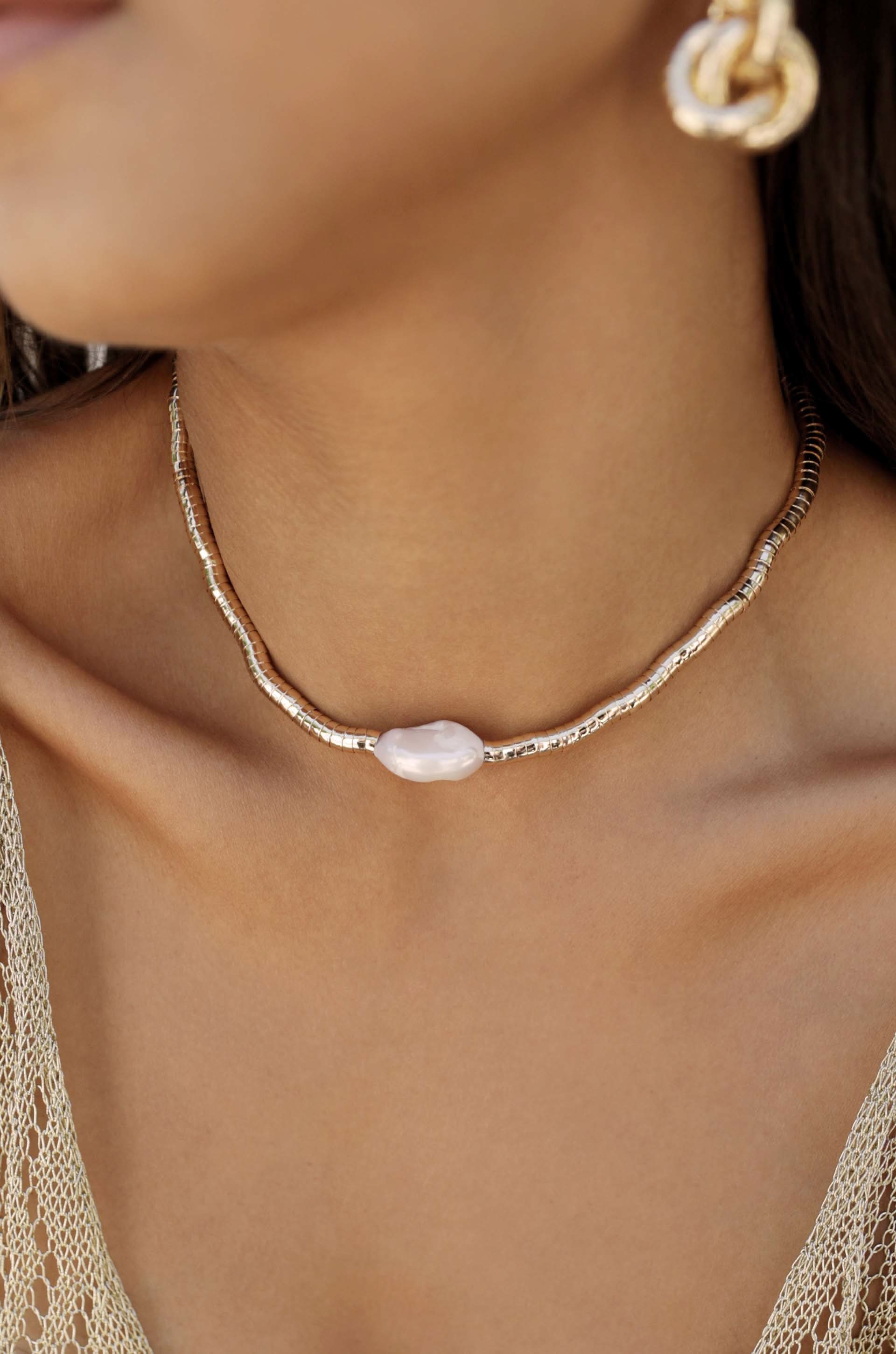 Ettika Liquid Gold and Pearl Choker
