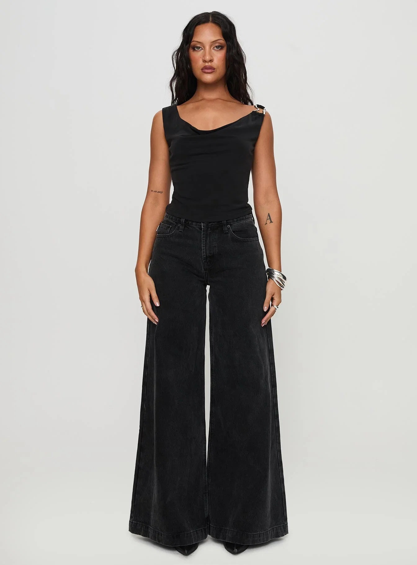 Toby Low Rise Baggy Jeans Charcoal