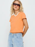 That Way V Neck Top Orange White