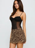 Feed The Soul Mini Skirt Brown Zebra