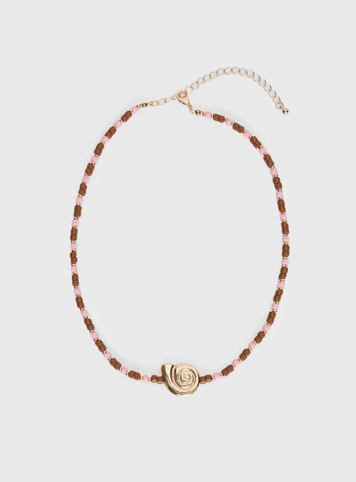 Danyel Beaded Necklace Pink Brown