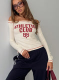 Athletics Club Long Sleeve Graphic Top Cream Red