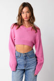 Mandie Pink V Neck Sweater Crop