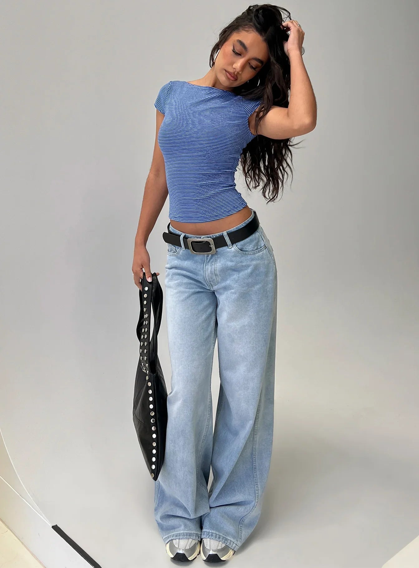 Nyren Low Back Boatneck Top Blue Stripe