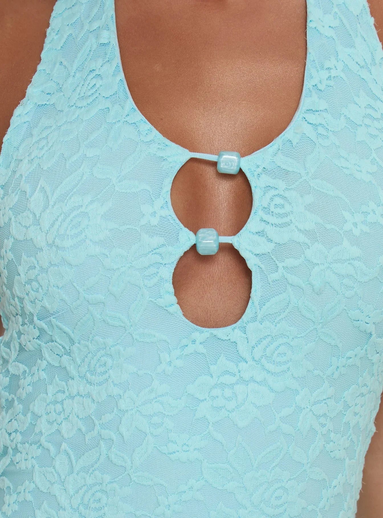 Blue Sky Halter Cut Out Mini Dress Blue