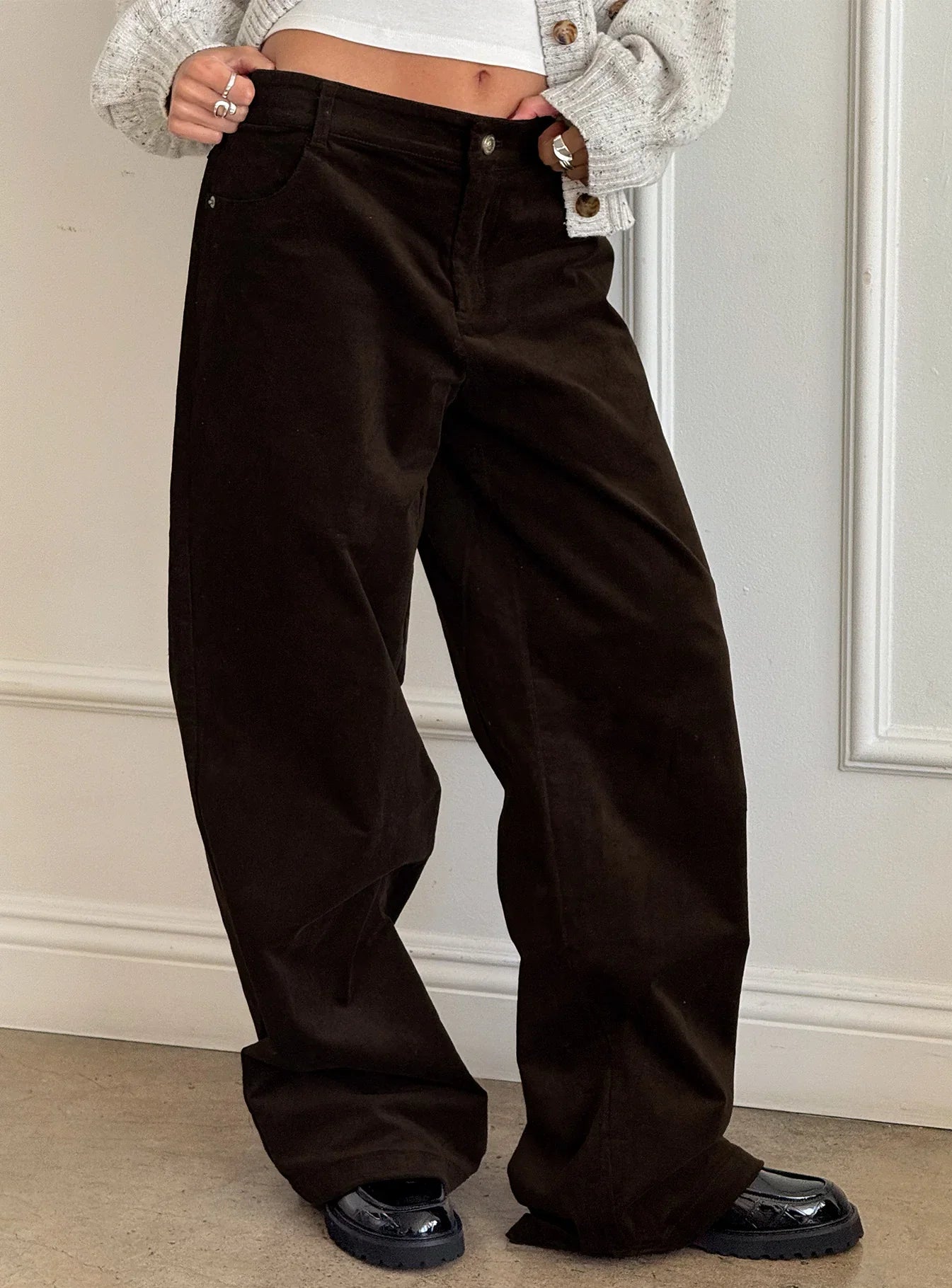 Kenza Wide Leg Corduroy Pant Brown