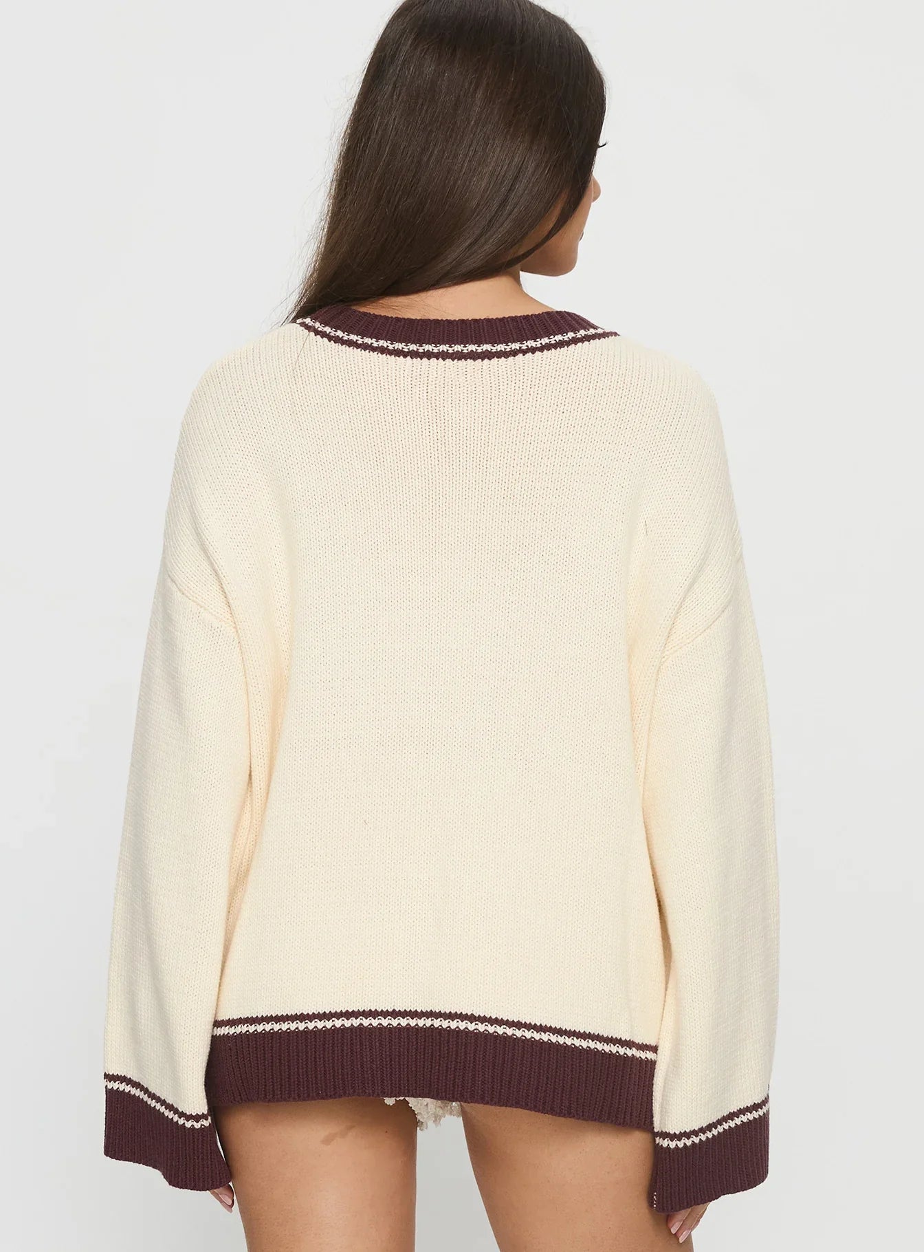 Rhianonn Horse Graphic Knit Sweater Cream Brown
