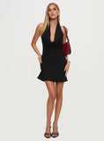 Ocean Boulevard Plunge Mini Dress Black