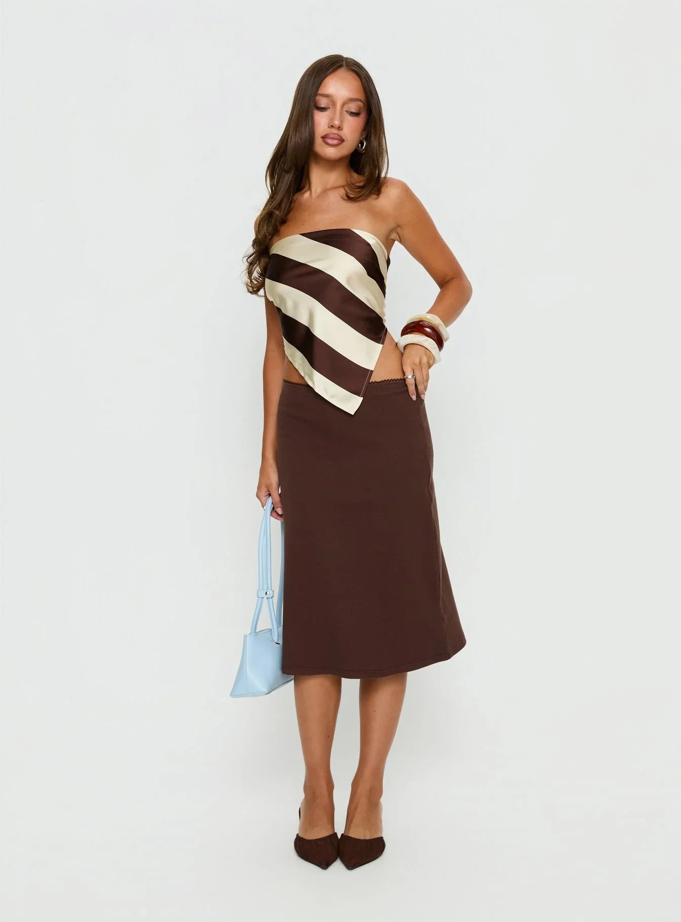 Baseline Rib Midi Skirt Chocolate