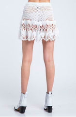 Golden Shores White Crochet Swim Cover Up Mini Skirt