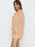 Moonrising Long Sleeve Sheer Blouson Mini Dress Soft Orange