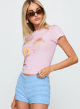 Darlin Peach Graphic Top Pink