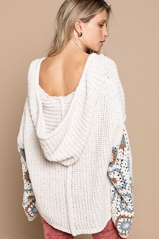 Cameron Beige Crochet Wide Bell Sleeve Sweater