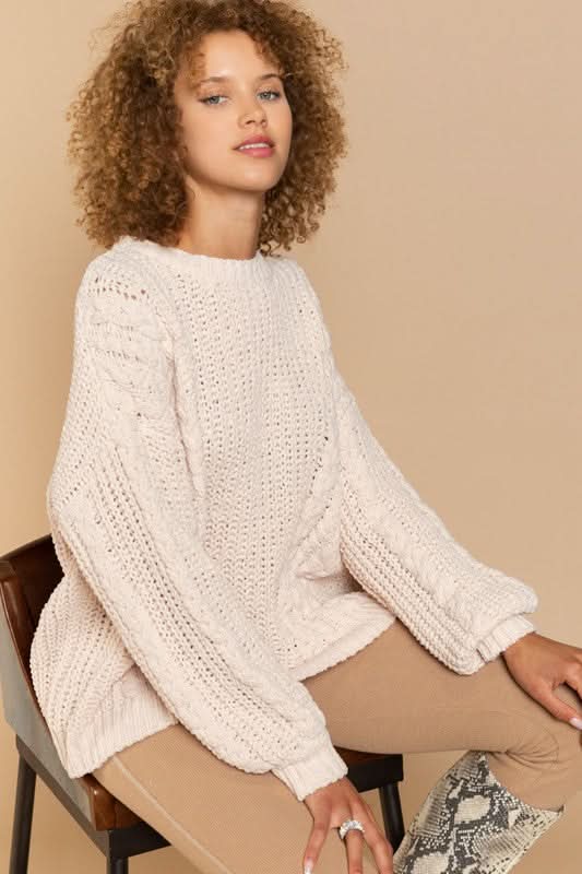 Josie Beige Oversized Knit Sweater
