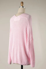 Brynn Pink V Neck Sweater