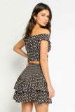 Meet Me Later Black Coin Print Two Piece Ruffle Mini Dress