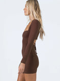 Nolan Long Sleeve Mini Dress Brown