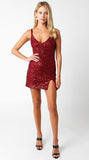 Shine So Bright Burgundy Sequin Mini Dress