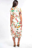 All In Bloom Cream Floral Print Midi Wrap Dress