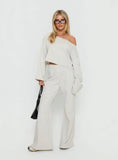 Retreat Raw Edge Off Shoulder Jumper Snow Marle