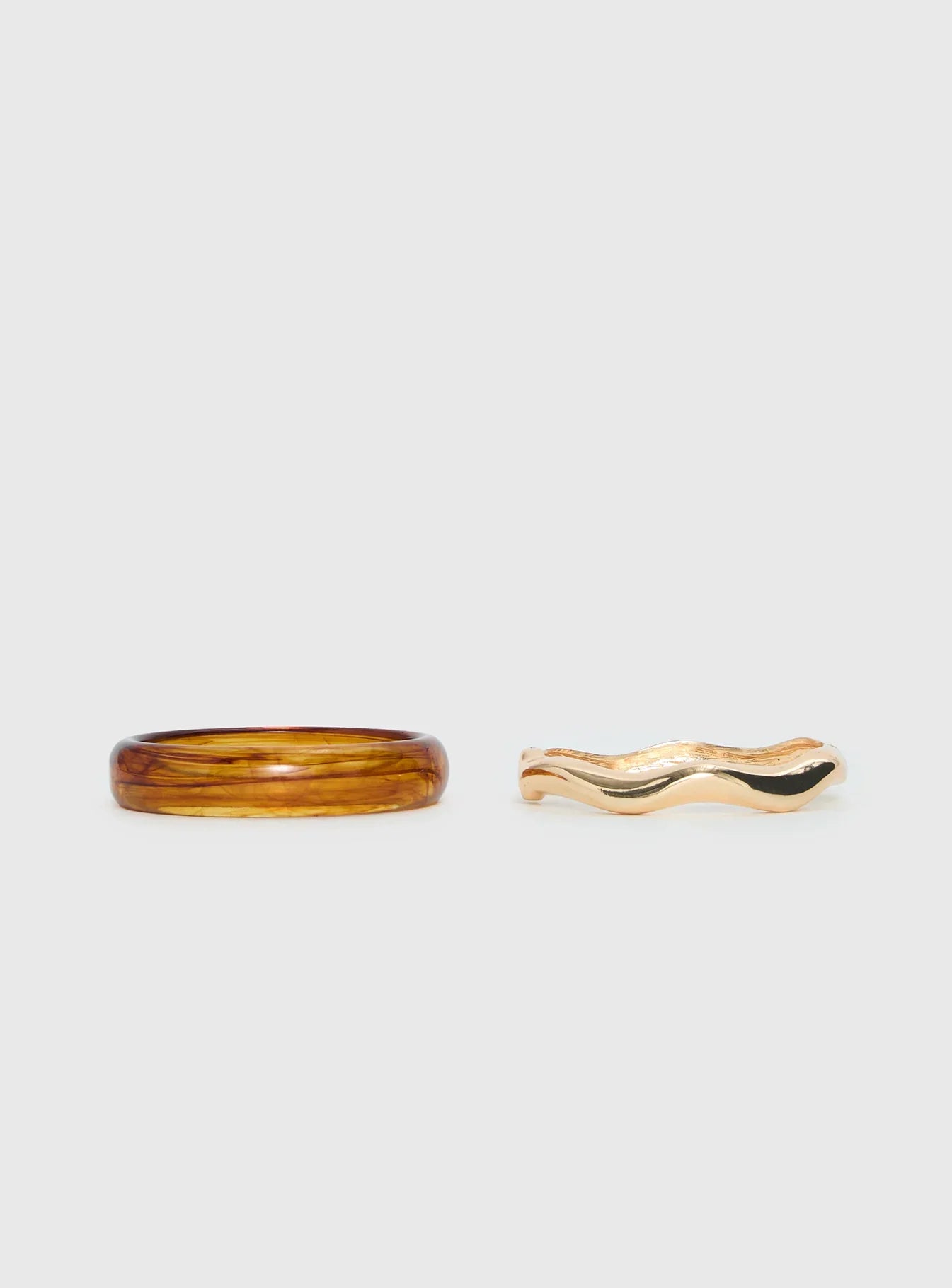 Want Your Love Resin Cuff Set Gold Brown
