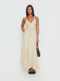 Carlisla Ruched Halter Maxi Dress Yellow