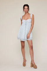 Layla Ditsy Blue Floral Babydoll Mini Dress