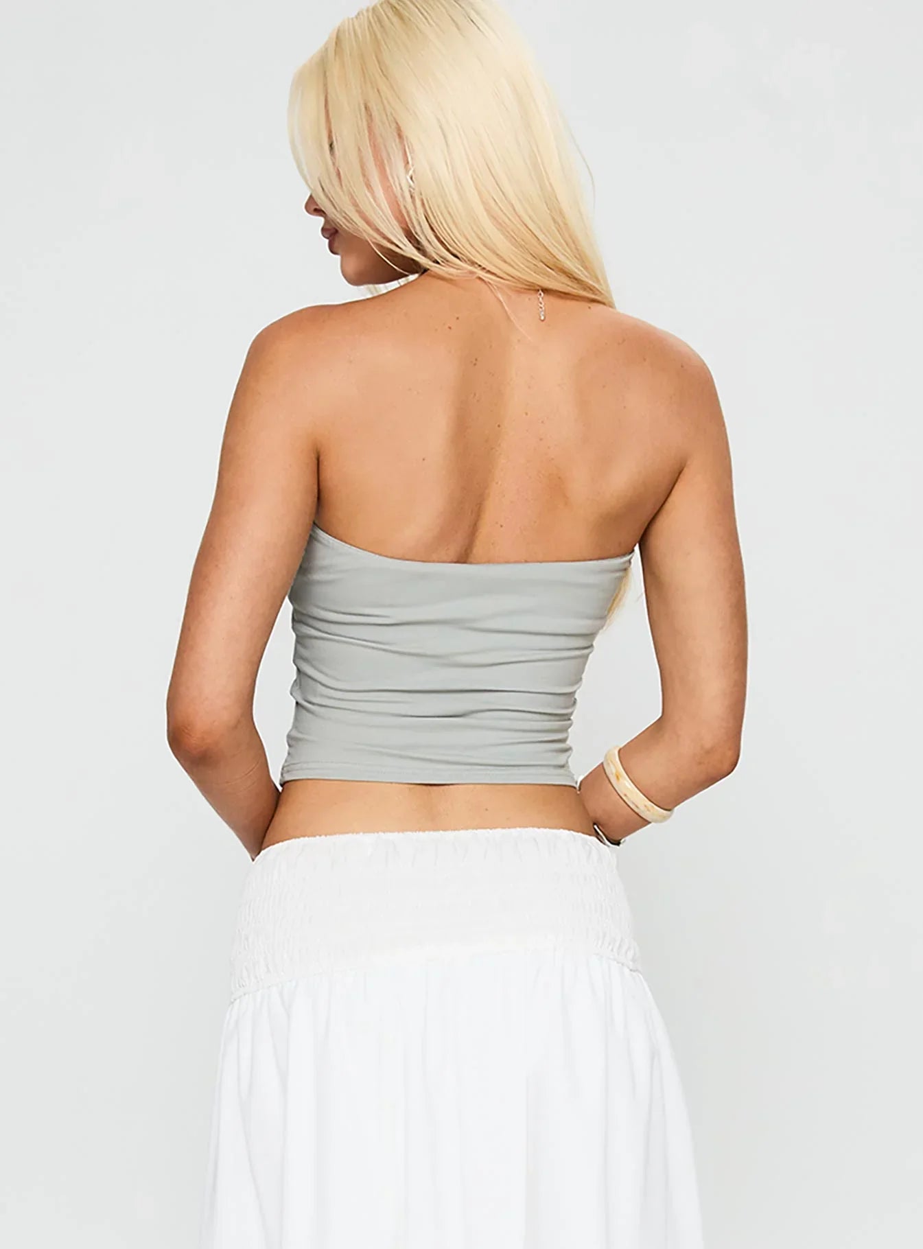 Swan Song Strapless Top Blue Grey