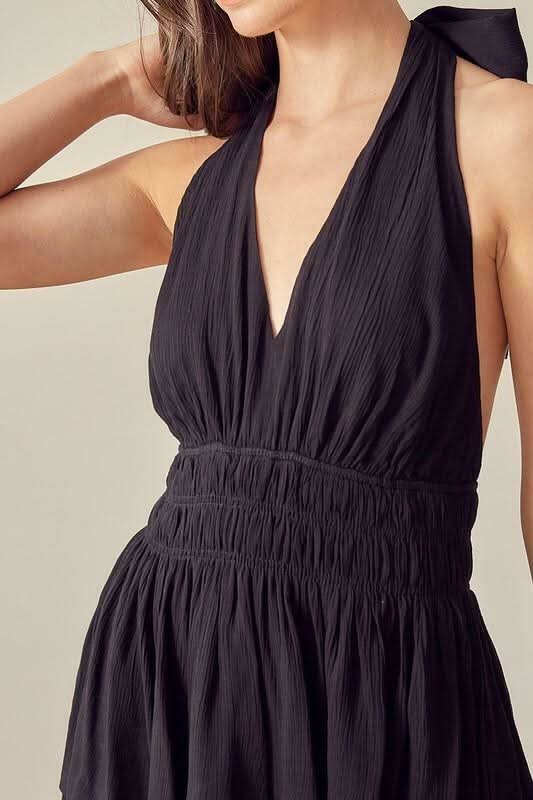 Tracie Black Halter Romper