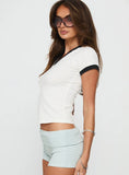 Countdown V Neck Contrast Top White Black