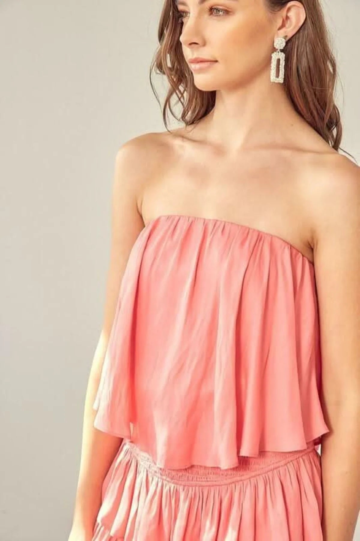 Monaco Milky Pink Strapless Ruffle Romper