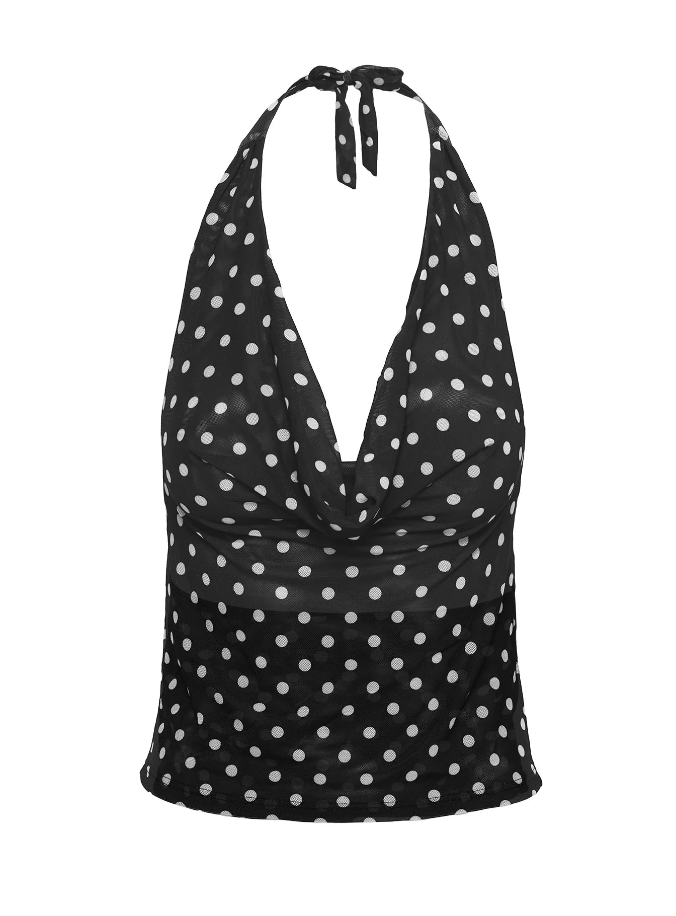 Nastasiya Halter Tankini Top Black Polka Dot