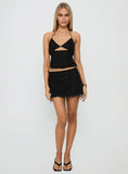 Wild Card Beaded Backless Top Black
