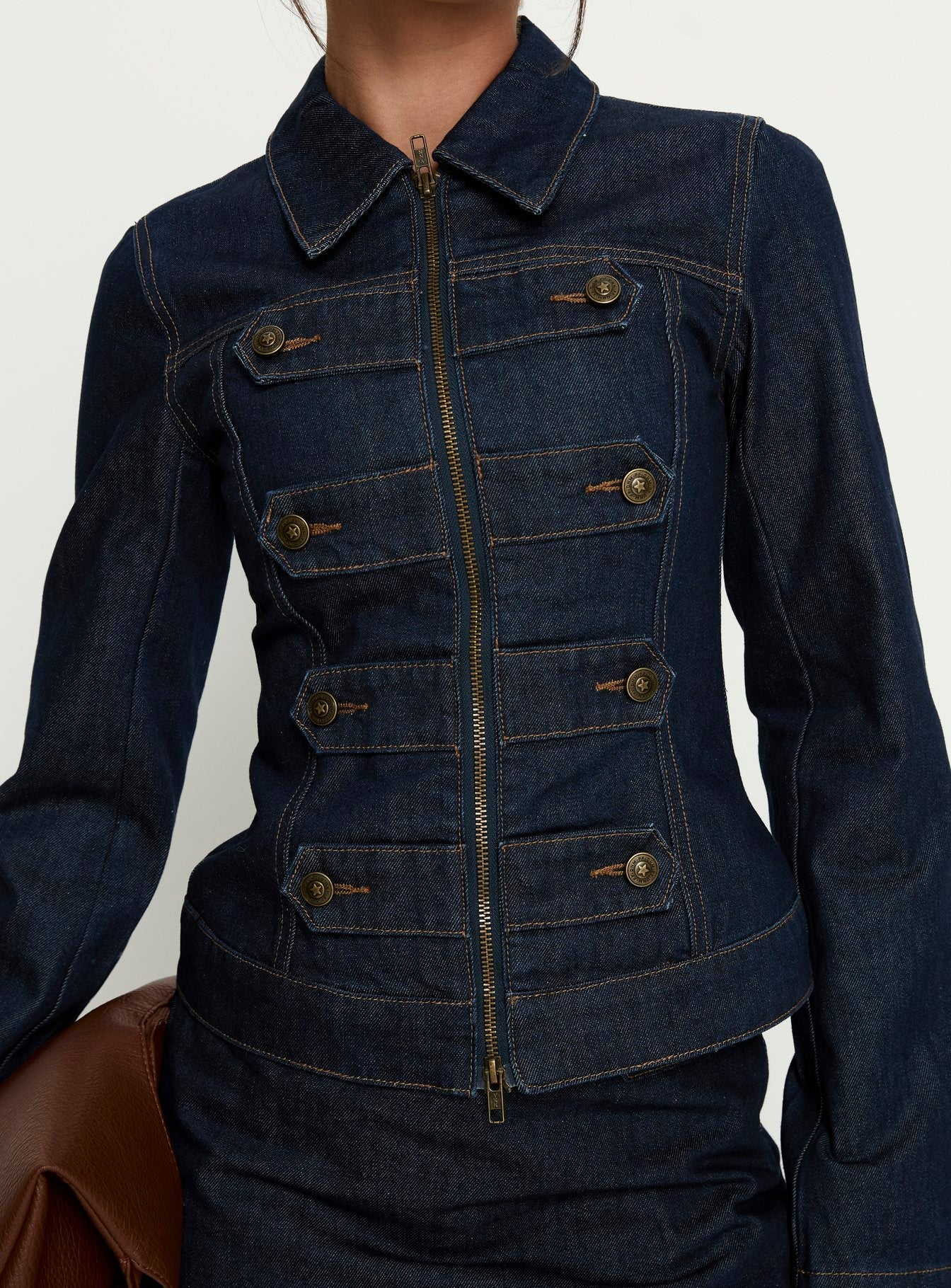 Cristen Cadet Buckle Denim Jacket Indigo