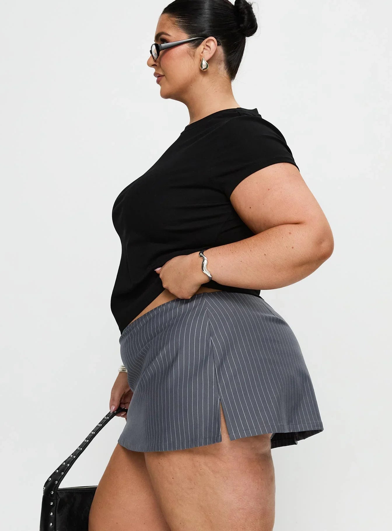 Cant Sleep Skort Charcoal Stripe Curve