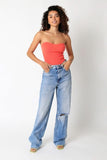 Leah Tangerine Ribbed Tube Top