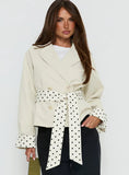 Meriana Cropped Trench Beige Polka Dot