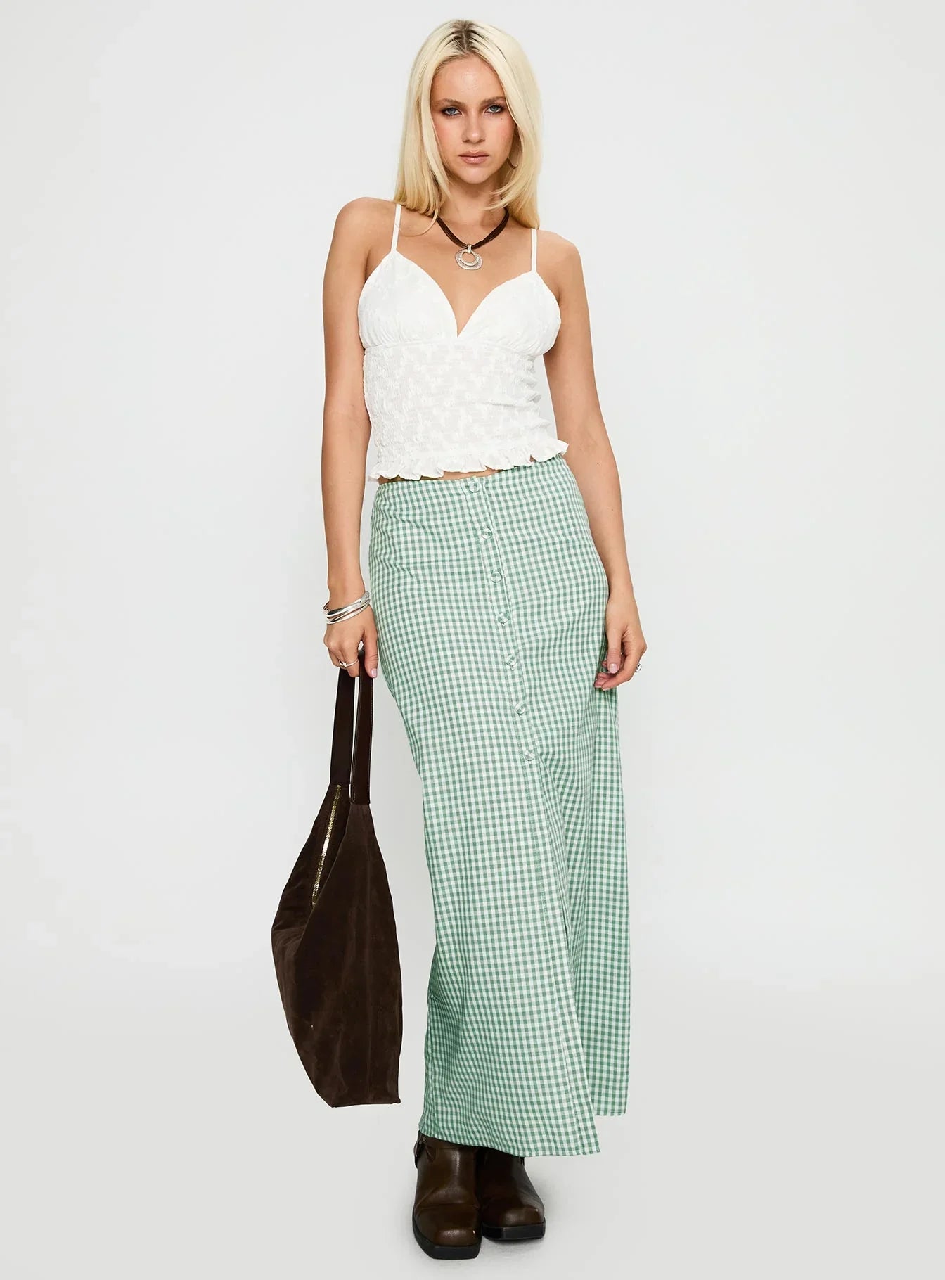 Macadamia Maxi Skirt Green White