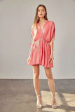 Kayla Milky Pink Dolman Short Sleeve Mini Dress