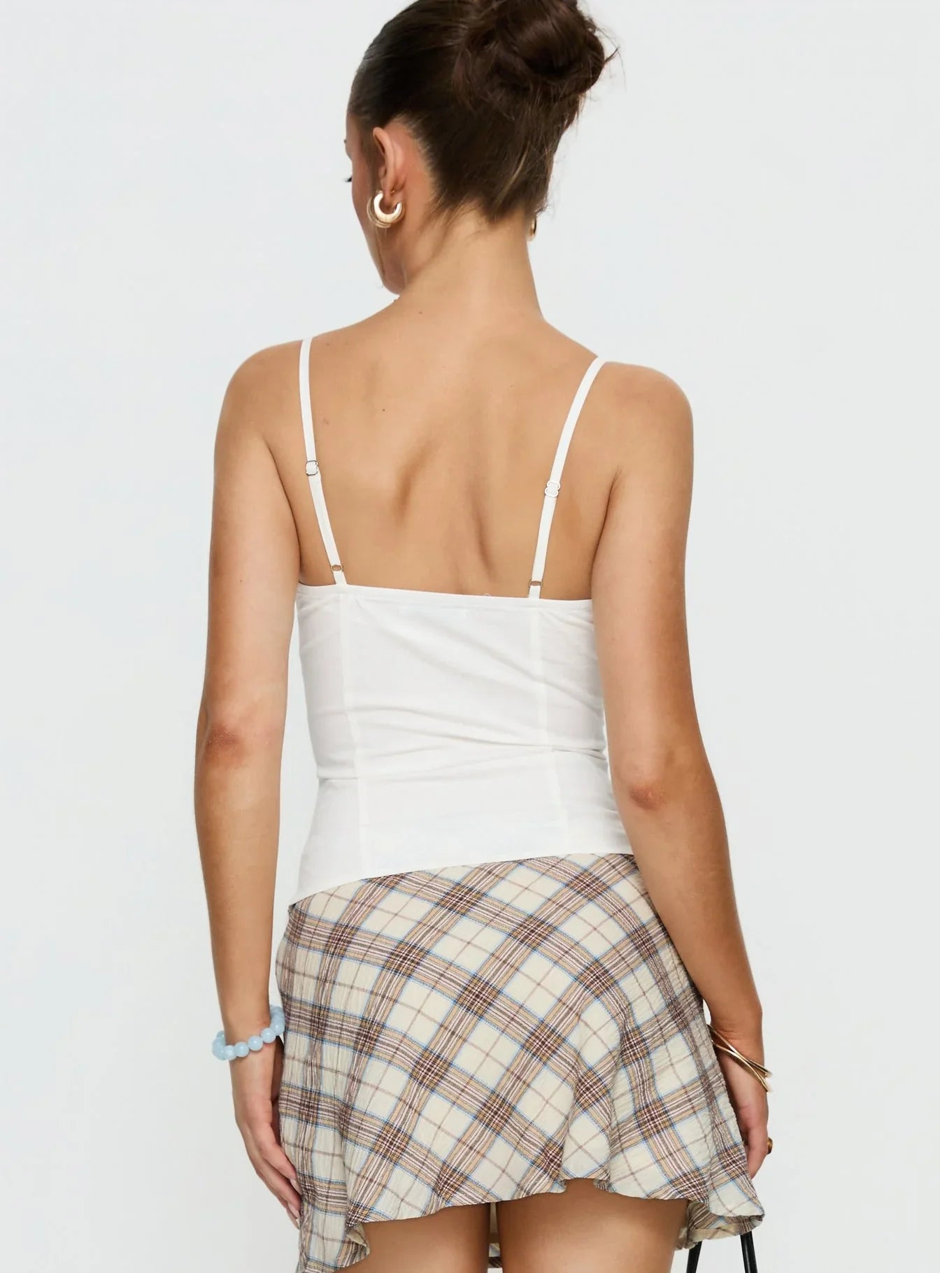 Myrella Button Up Cami Top White
